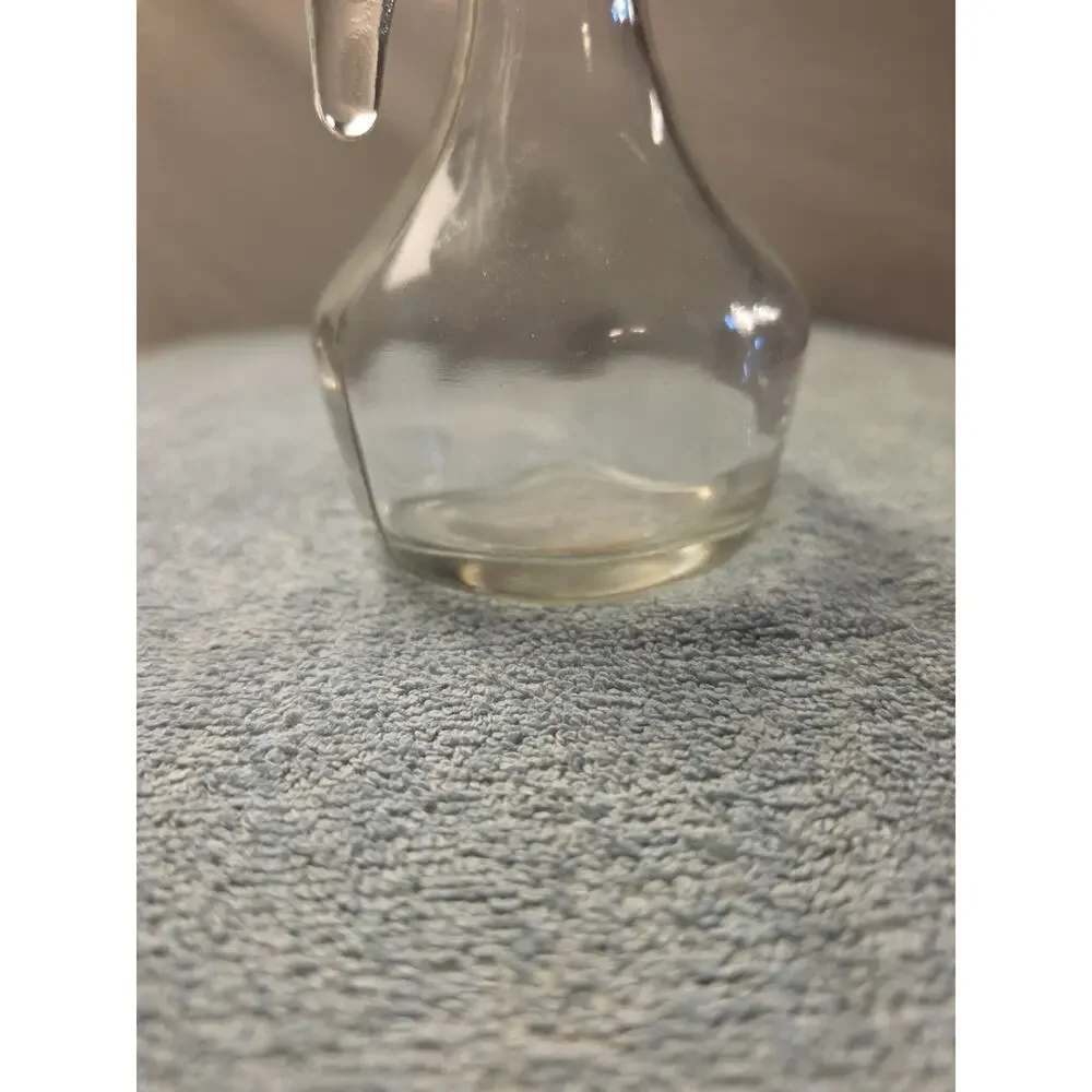 Clear Glass Handled Cruet Bottle, Round Solid Pattern, Narrow Neck, 1pc